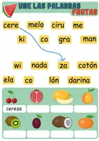 Vista previa - Hojas de trabajo - Une las Palabras: Frutas 🍓🍉 - Actividad de Lectoescritura y Vocabulario - página 2