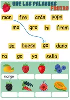 Vista previa - Hojas de trabajo - Une las Palabras: Frutas 🍓🍉 - Actividad de Lectoescritura y Vocabulario - página 3