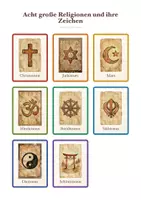 Vorschau - Arbeitsblätter - Weltreligionen entdecken – Lernkarten zu 8 Religionen | Religion Grundschule - Seite 1