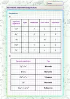 Vista previa - Hojas de trabajo - Ejercicios de Expresiones algebraicas + Respuestas. - página 2