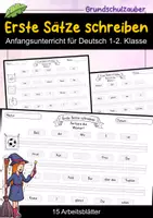 Vorschau - Arbeitsblätter - Erste Sätze schreiben | Wörter ordnen | 15 Arbeitsblätter | Deutsch Klasse 1–2 - Deckblatt