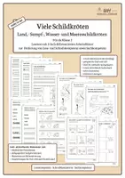 Vorschau - Arbeitsblätter - Schildkröten - Lesetext und Arbeitsblätter für Klasse 2 | 3 Niveaustufen | GS, DaZ, Förder - Deckblatt
