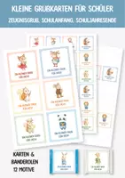 Vorschau - Fördermaterial/Inklusion - Kleine Grußkarten - Schuljahresende, Schulanfang & Halbjahreszeugnis - Zeugnisgruß Karten für Kinder - Deckblatt
