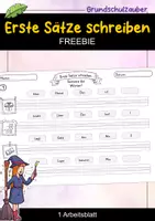 Vorschau - Arbeitsblätter - Erste Sätze schreiben mit Hilfe FREEBIE - 1. Klasse - Deckblatt