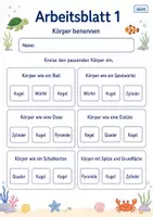 Vorschau - Arbeitsblätter - Körper Klasse 2 | Mathematik Klasse 2 | 7 Arbeitsblätter als PDF - Seite 1