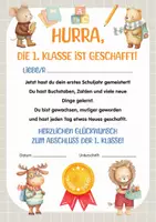 Vorschau - Fördermaterial/Inklusion - Urkunden Schuljahresende 1. Klasse | 1. Klasse geschafft | Schuljahresende Grundschule | Zeugnisübergabe, Motivation & Belohnung - Seite 1