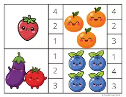 Aperçu - Jeux - cartes à pincer fruits et légumes, - Page 2