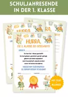 Vorschau - Fördermaterial/Inklusion - Zeugnis 1. Klasse | Urkunde 1. Klasse geschafft | Schuljahresende 1. Klasse Grundschule | Ritual, Schuljahresabschluss, Zeugnisübergabe, Motivation und Wertschätzung - Deckblatt