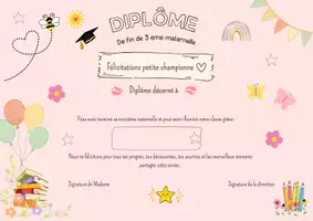 Aperçu - Autre type de ressources - Diplôme fin de 3 ème maternelle - Page de couverture