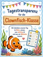 Vorschau - Präsentationen/Tafelbilder - Tagestransparenz Clownfischklasse - Klassentier Clownfisch - Deckblatt