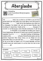 Vorschau - Unterrichtsreihen - Aberglaube Lückentext mit Wortspeicher Hörverstehen und Suchsel - Seite 1
