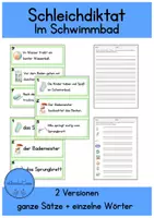 Vorschau - Arbeitsblätter - Schleichdiktat "Im Schwimmbad" - differenziertes Material - Deckblatt