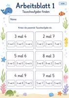 Vorschau - Arbeitsblätter - Tauschaufgaben Einmaleins | Mathematik Klasse 2 | 7 Arbeitsblätter als PDF - Seite 1