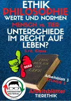 Vorschau - Arbeitsblätter - Unterschiede im Recht auf Leben (Tierethik AB 3) - Deckblatt