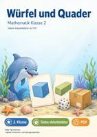 Vorschau - Arbeitsblätter - Würfel und Quader | Mathematik Klasse 2 | 7 Arbeitsblätter als PDF - Deckblatt