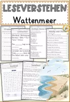 Vorschau - Arbeitsblätter - Wattenmeer, Lesen und Verstehen Arbeitsblätter mit Lesetext, Fragen - Deckblatt