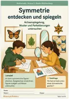 Vorschau - Arbeitsblätter - Symmetrie entdecken und spiegeln Achsenspiegelung Muster und Parkettierungen untersuchen - Deckblatt
