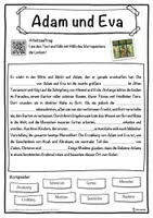 Vorschau - Unterrichtsreihen - Adam und Eva Lückentext mit Wortspeicher Hörverstehen und Suchsel - Seite 1
