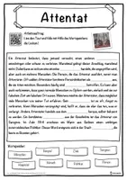 Vorschau - Unterrichtsreihen - Attentat Lückentext mit Wortspeicher Hörverstehen und Suchsel - Seite 1