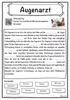 Vorschau - Unterrichtsreihen - Augenarzt Lückentext mit Wortspeicher Hörverstehen und Suchsel - Seite 1