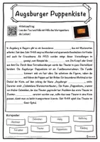 Vorschau - Unterrichtsreihen - Augsburger Puppenkiste Lückentext mit Wortspeicher Hörverstehen und Suchsel - Seite 1