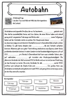 Vorschau - Unterrichtsreihen - Autobahn Lückentext mit Wortspeicher Hörverstehen und Suchsel - Seite 1