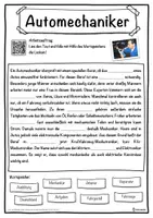 Vorschau - Unterrichtsreihen - Automechaniker Lückentext mit Wortspeicher Hörverstehen und Suchsel - Seite 1