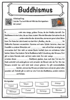Vorschau - Unterrichtsreihen - Buddhismus Lückentext mit Wortspeicher Hörverstehen und Suchsel - Seite 1