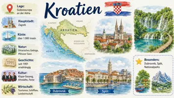 Vorschau - Arbeitsblätter - Arbeitsblatt "Kroatien" + Onlineübung & MP3 + Infografik - Seite 1