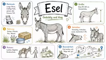 Vorschau - Arbeitsblätter - AB mit Fragen zum Thema "Esel" + Lösungsblatt + Infografik - Seite 1