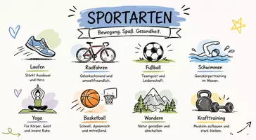 Vorschau - Arbeitsblätter - Arbeitsblatt "Sportarten" + interaktive Lösung & MP3 + Mindmap + Infografik - Seite 1