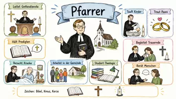 Vorschau - Arbeitsblätter - AB mit Fragen zum Thema "Pfarrer" + Lösungsblatt + Infografik - Seite 1