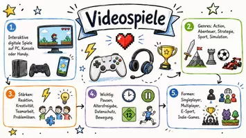 Vorschau - Arbeitsblätter - Arbeitsblätter zum Thema "Videospiele" + Lösung & MP3 + Mindmap + Infografik - Seite 1