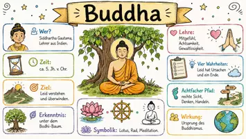 Vorschau - Arbeitsblätter - Arbeitsblatt "Buddha" + Onlineübung & MP3 + Mindmap + Infografik - Seite 1