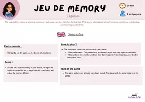 Aperçu - Apprentissages en autonomie - Pack 2 ressources : Mémory fruits et légumes - Page 3