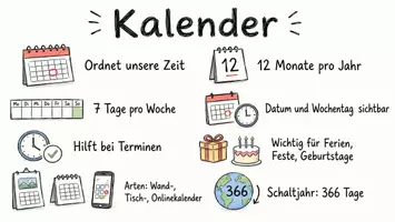 Vorschau - Arbeitsblätter - Arbeitsblatt "Kalender" + Onlineübung & MP3 + Infografik - Seite 1