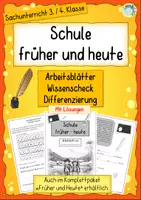 Vorschau - Unterrichtsreihen - Schule früher und heute – Arbeitsblätter, Wissenscheck, Differenzierung & Lösungen | Sachunterricht 3./4. Klasse - Deckblatt