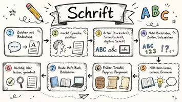 Vorschau - Arbeitsblätter - AB mit Fragen zum Thema "Schrift" + Lösungsblatt + Infografik - Seite 1