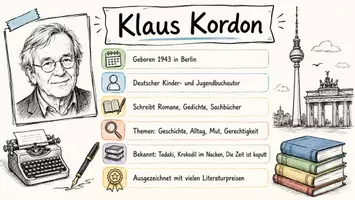 Vorschau - Arbeitsblätter - AB mit Fragen zum Thema "Klaus Kordon" + Lösungsblatt + Infografik - Seite 1