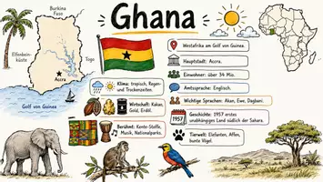 Vorschau - Arbeitsblätter - AB mit Fragen zum Thema "Ghana" + Lösungsblatt - Seite 1