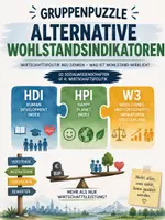 Vorschau - Arbeitsblätter - Gruppenpuzzle: Alternative Wohlstandsindikatoren (HDI, HPI, W3) - Deckblatt