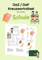 Vorschau - Arbeitsblätter - DaZ DaF Kreuzworträtsel Schule - Deckblatt