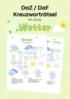 Vorschau - Arbeitsblätter - DaZ DaF Kreuzworträtsel Wetter - Deckblatt