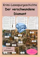Vorschau - Stundenentwürfe - Lesespurgeschichte Krimi: Der verschwundene Diamant (3-fach differenziert) - Deckblatt