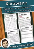 Vorschau - Unterrichtsreihen - Karawane Lückentext mit Wortspeicher Hörverstehen und Suchsel - Deckblatt