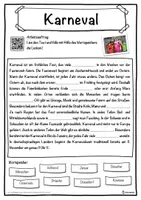 Vorschau - Unterrichtsreihen - Karneval Lückentext mit Wortspeicher Hörverstehen und Suchsel - Seite 1