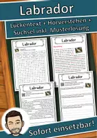 Vorschau - Unterrichtsreihen - Labrador Lückentext mit Wortspeicher Hörverstehen und Suchsel - Deckblatt