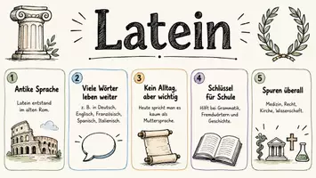 Vorschau - Arbeitsblätter - AB mit Fragen zum Thema "Latein" + Lösungsblatt + Infografik - Seite 1