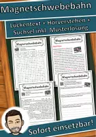 Vorschau - Unterrichtsreihen - Magnetschwebebahn Lückentext mit Wortspeicher Hörverstehen und Suchsel - Deckblatt