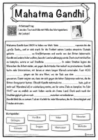 Vorschau - Unterrichtsreihen - Mahatma Gandhi Lückentext mit Wortspeicher Hörverstehen und Suchsel - Seite 1